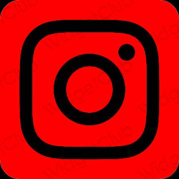 Естетичен червен Instagram икони на приложения