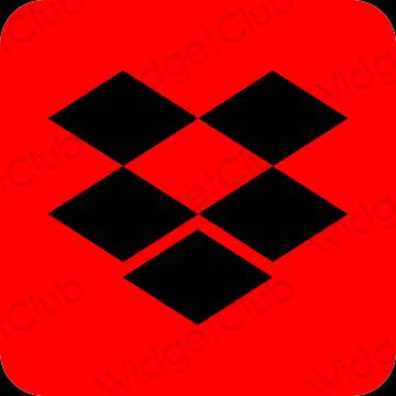 Esztétika piros Dropbox alkalmazás ikonok