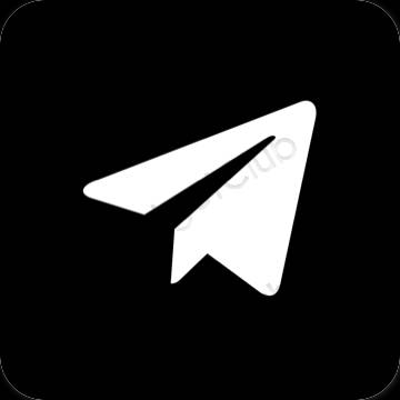Æstetisk sort Telegram app ikoner