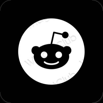 جمالي أسود Reddit أيقونات التطبيق