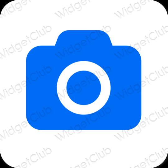 Aesthetic neon blue Camera app icons