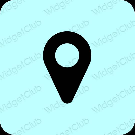 Estetisk pastellblå Google Map app ikoner