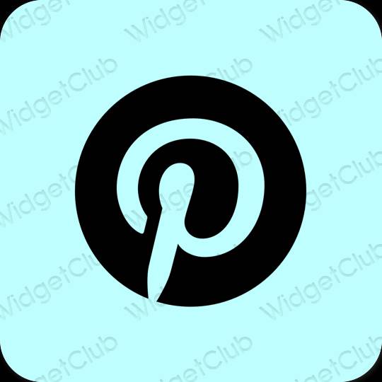 جمالي الأزرق الباستيل Pinterest أيقونات التطبيق