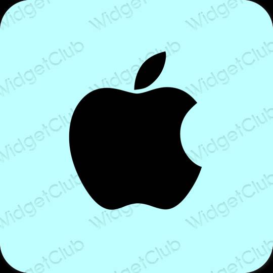 زیبایی شناسی آبی پاستلی Apple Store آیکون های برنامه