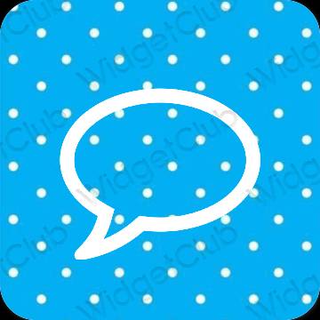 Estetis biru neon Messages ikon aplikasi