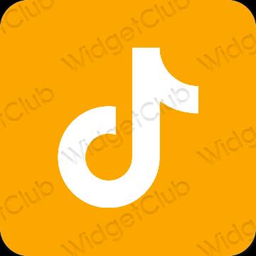 Estetyka Pomarańczowy TikTok ikony aplikacji