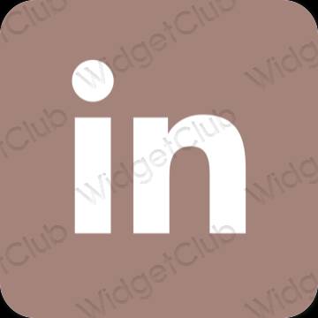 Aesthetic brown Linkedin app icons