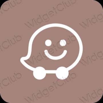 אֶסתֵטִי חום Waze סמלי אפליקציה
