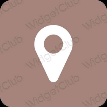 Estetisk brun Map app ikoner