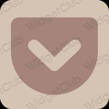 Estético bege Pocket ícones de aplicativos