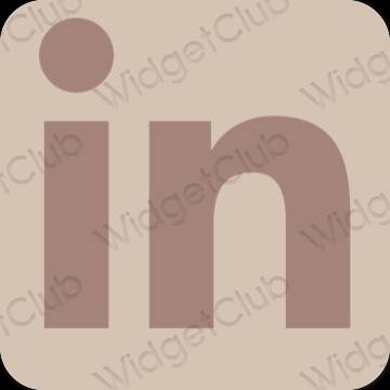 Естетичен бежово Linkedin икони на приложения