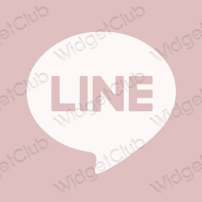 Estetinis rožinis LINE programėlių piktogramos