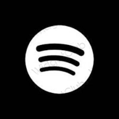эстетический черный Spotify значки приложений