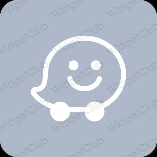Estetisk pastellblå Waze app ikoner