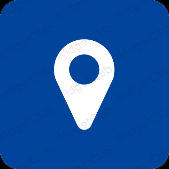 Aesthetic blue Map app icons