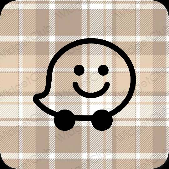 Aesthetic beige Waze app icons