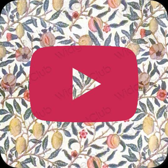 Aesthetic neon pink Youtube app icons