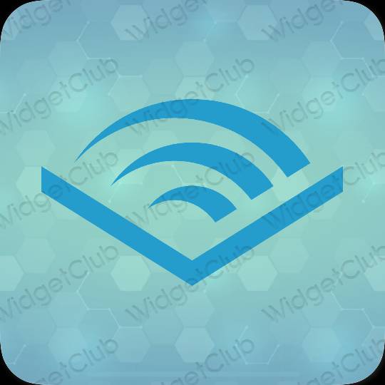 Aesthetic blue Audible app icons