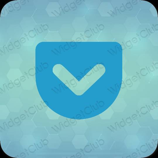 Aesthetic blue Pocket app icons