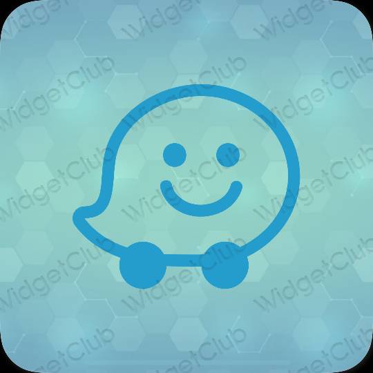 Aesthetic blue Waze app icons