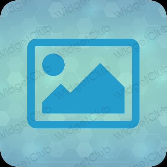 Aesthetic blue Photos app icons