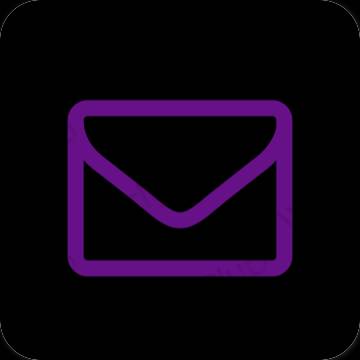 Estético Preto Mail ícones de aplicativos