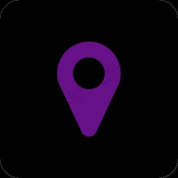 Estético negro Map iconos de aplicaciones