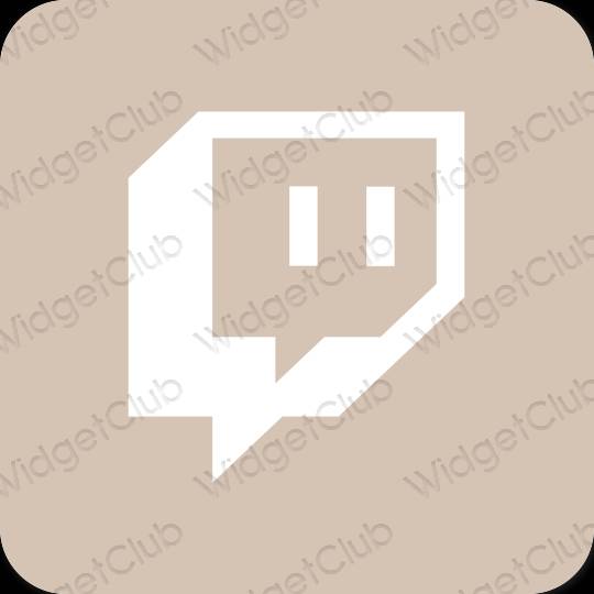 Естетичен бежово Twitch икони на приложения