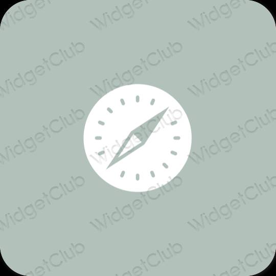 Aesthetic green Safari app icons
