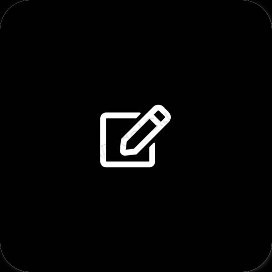 Esthétique noir Notes icônes d'application