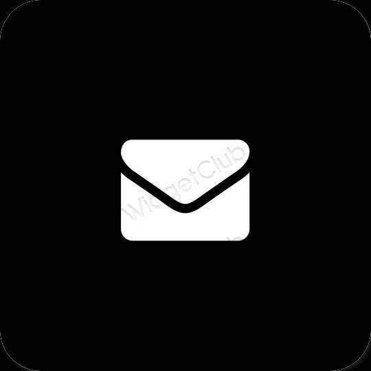 эстетический черный Mail значки приложений