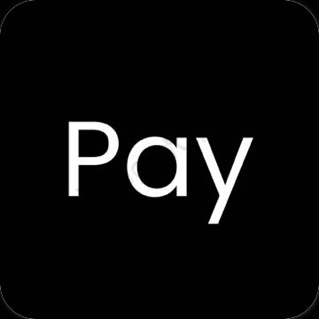 Естетичний чорний PayPay значки програм