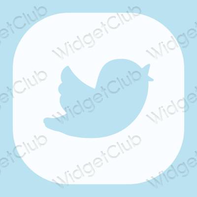 Естетичен пастелно синьо Twitter икони на приложения