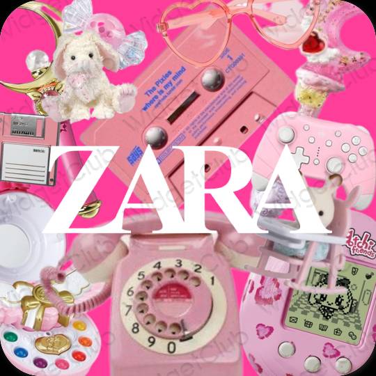 Естетичен неоново розово ZARA икони на приложения