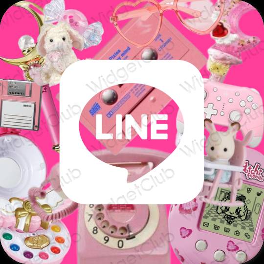 ピンク LINE おしゃれアイコン画像素材