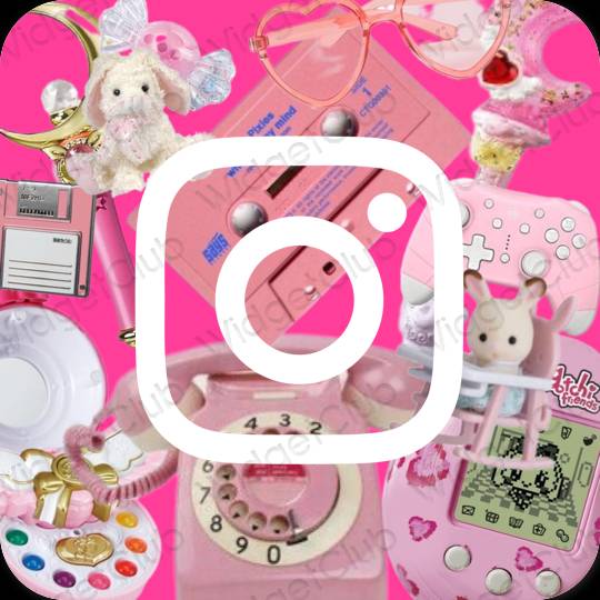 Estetyka neonowy róż Instagram ikony aplikacji