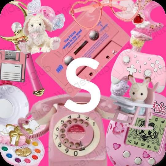 Estetický neonově růžová SHEIN ikony aplikací