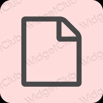 Estetyka pastelowy róż Notes ikony aplikacji