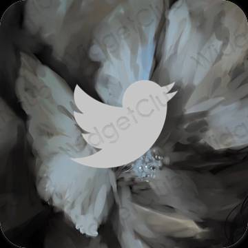 Estetický šedá Twitter ikony aplikací