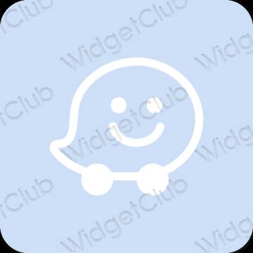 Estetik biru pastel Waze ikon aplikasi