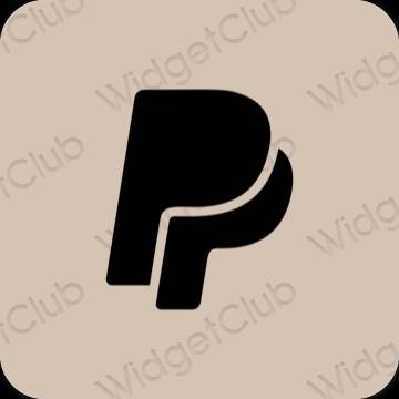 Естетичен бежово Paypal икони на приложения
