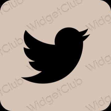 Ästhetisch Beige Twitter App-Symbole