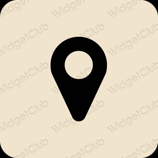 Estético beige Map iconos de aplicaciones