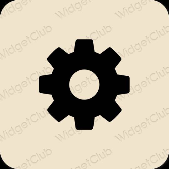 Estetyka beżowy Settings ikony aplikacji