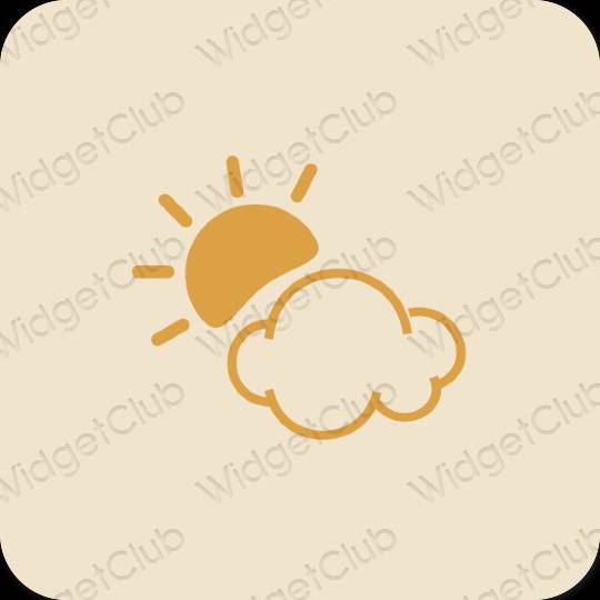 Esztétika bézs Weather alkalmazás ikonok
