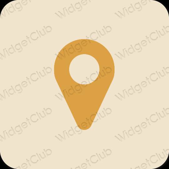Estético bege Map ícones de aplicativos