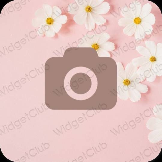 Estético Castanho Camera ícones de aplicativos