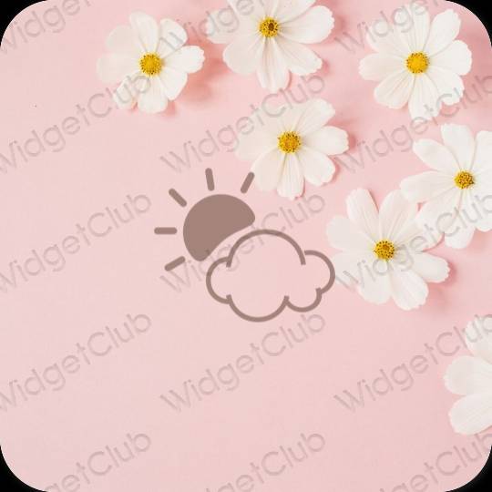 Estetické pastelovo ružová Weather ikony aplikácií
