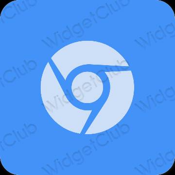 Ästhetisch neonblau Chrome App-Symbole