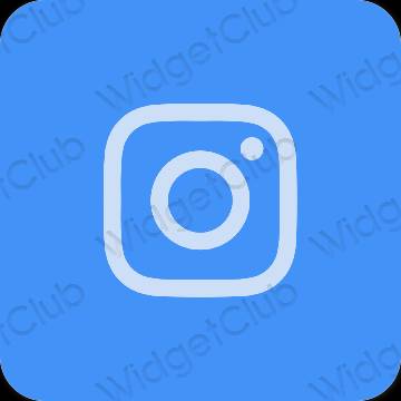 Estético azul neón Instagram iconos de aplicaciones